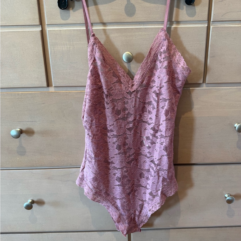 Anthropologie Dusty Rose Lace Bodysuit XS